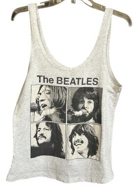 The Beatles Forever 21 Graphic Band Tank Top Gray Size Small